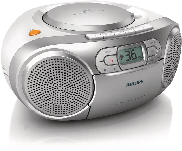 Philips AZ127/12 Radio y CD portátil con Casete y Bass Boost, Gris