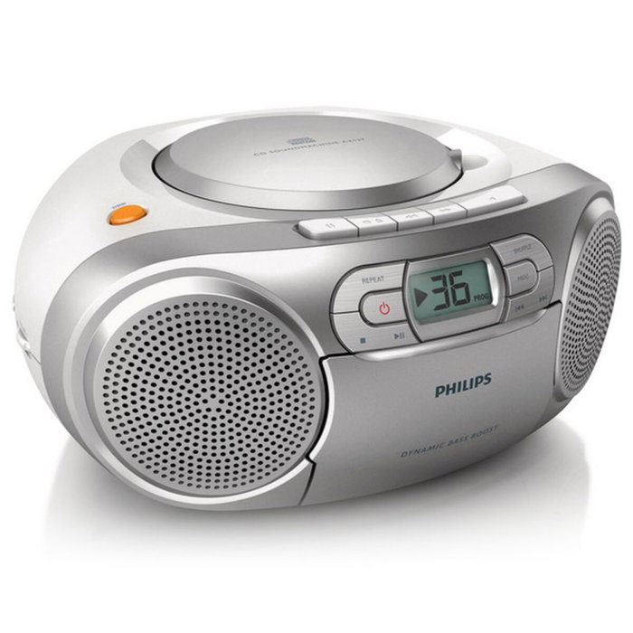 Philips AZ127/12 Radio y CD portátil con Casete y Bass Boost, Gris