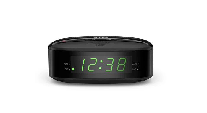 Philips TAR3205/12 Despertador Digital con Radio FM, Alarma LED Negro, 0.2W, 87.5-108 MHz