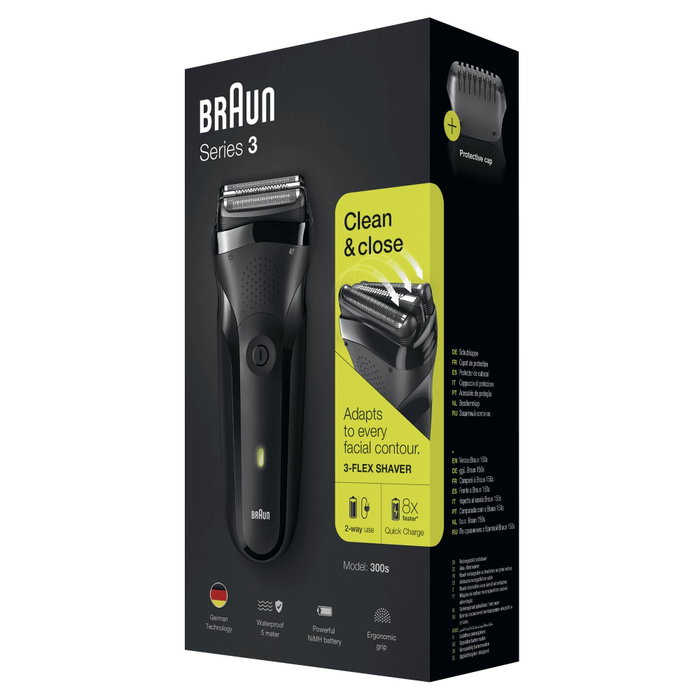 Braun Series 3 300s Negro, Afeitadora de Láminas Recargable con Batería NiMH