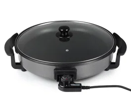 Tristar PZ-2964 Sartén Eléctrica de 1500W, 40cm, 280°C Máx., Acero Inoxidable Antiadherente con Tapa Transparente y Cable Extraíble - Ideal para Cocinar y Acamadas