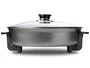 Tristar PZ-2964 Sartén Eléctrica de 1500W, 40cm, 280°C Máx., Acero Inoxidable Antiadherente con Tapa Transparente y Cable Extraíble - Ideal para Cocinar y Acamadas