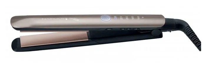 Remington S8590 - Plancha para el pelo alisadora Keratin Therapy Pro, placas cerámicas, 5 ajustes de calor (160°C-230°C), calentamiento 15s, color bronce