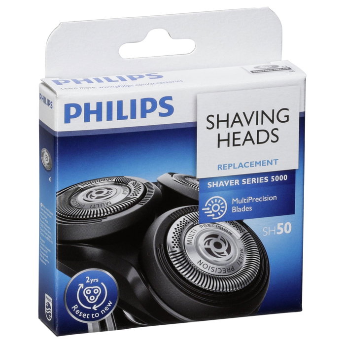 Philips SH50/50 Cabezales de Repuesto para Series 5000 y 6000, Pack de 3, Cromo Philips SH50/50 Cabezales de Repuesto para Series 5000 y 6000, Pack de 3, Cromo