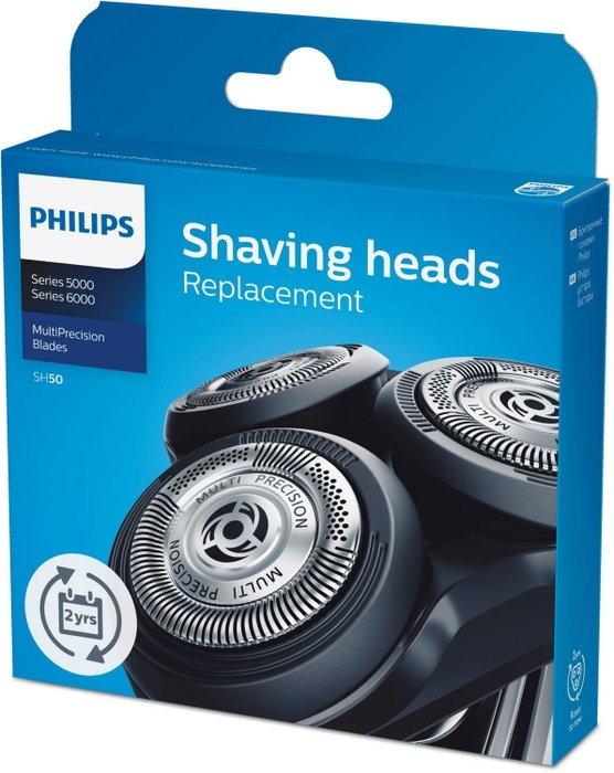 Philips SH50/50 Cabezales de Repuesto Serie 5000 y 6000, Pack de 3, Cromo Philips SH50/50 Cabezales de Repuesto Serie 5000 y 6000, Pack de 3, Cromo