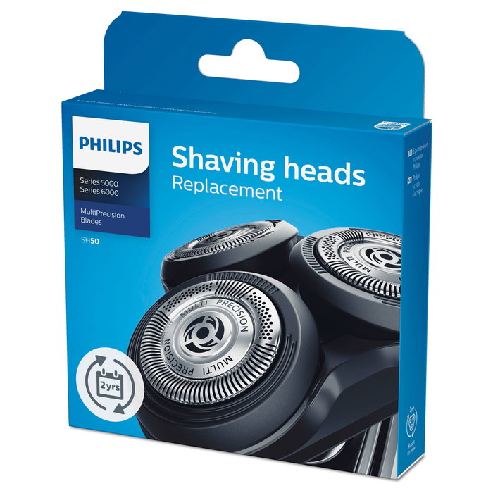 Philips SH50/50 Cabezales de Repuesto Serie 5000 y 6000, Pack de 3, Cromo Philips SH50/50 Cabezales de Repuesto Serie 5000 y 6000, Pack de 3, Cromo