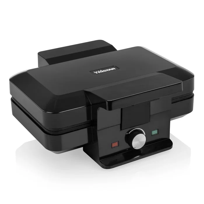 Tristar Gofrera WF-1165, para 2 Gofres a la Vez, 1000 W, Revestimiento Antiadherente, Termostato Ajustable, Color Negro