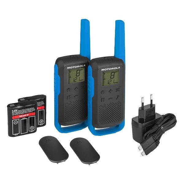 Motorola Walkie Talkie T62 Azul PMR446 16 Canales 121 Códigos de Privacidad Pantalla LCD Carga USB Manos Libres Motorola Walkie Talkie T62 Azul PMR446 16 Canales 121 Códigos de Privacidad Pantalla LCD Carga USB Manos Libres