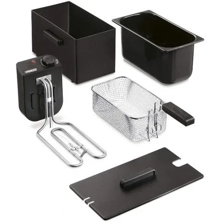 Princess Freidora 182727, 2000W, 3L, Elegante Carcasa Negra con Zona Fría y Filtro de Seguridad