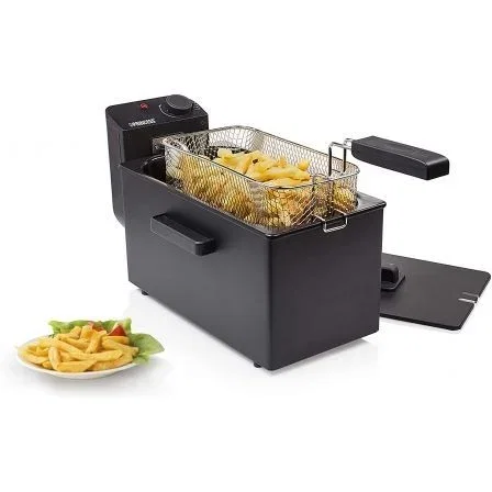 Princess Freidora 182727, 2000W, 3L, Elegante Carcasa Negra con Zona Fría y Filtro de Seguridad