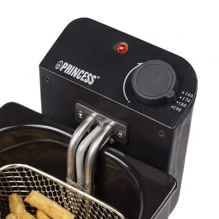 Princess Freidora 182727, 2000W, 3L, Elegante Carcasa Negra con Zona Fría y Filtro de Seguridad