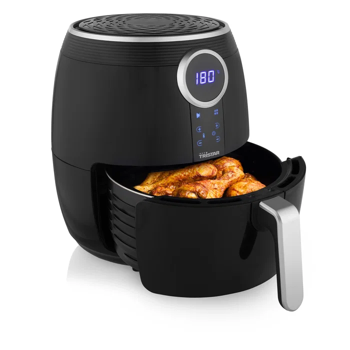 Tristar FR-6956 Freidora de Aire sin Aceite Digital Crispy Fryer 4.5L 1500W con 8 Modos Preprogramados, Negro y Plata