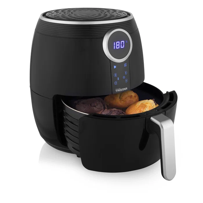 Tristar FR-6956 Freidora de Aire sin Aceite Digital Crispy Fryer 4.5L 1500W con 8 Modos Preprogramados, Negro y Plata