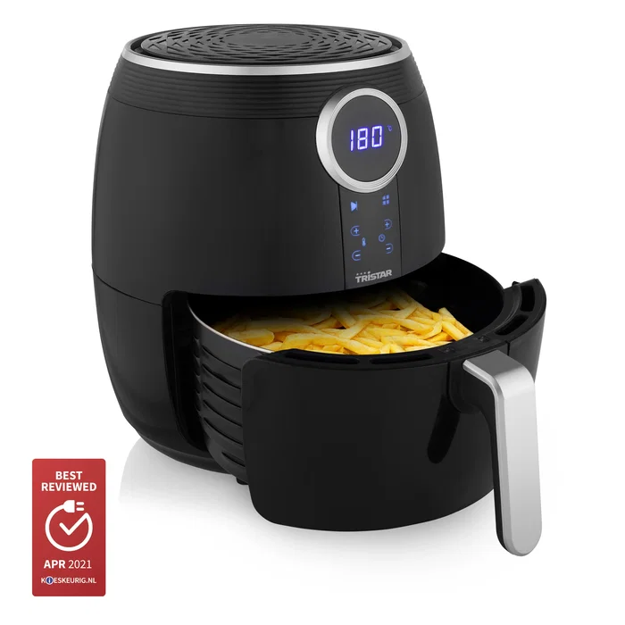 Tristar FR-6956 Freidora de Aire sin Aceite Digital Crispy Fryer 4.5L 1500W con 8 Modos Preprogramados, Negro y Plata