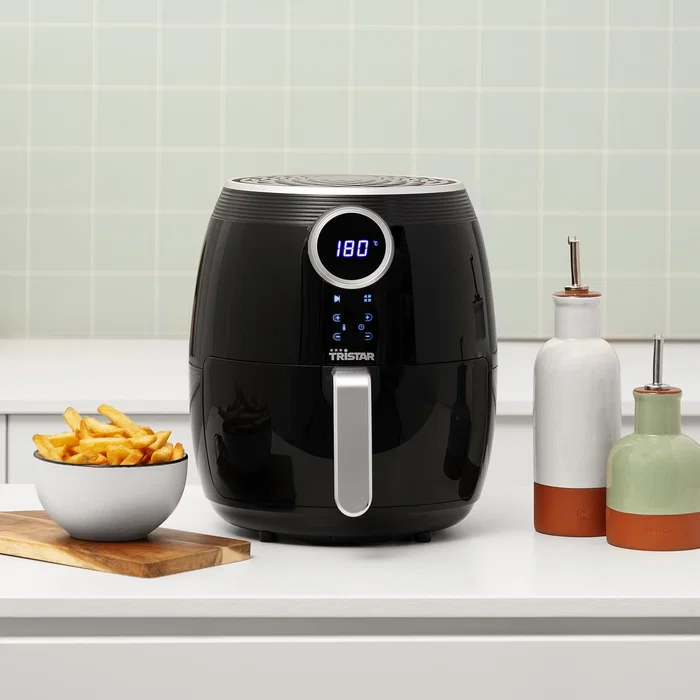Tristar FR-6956 Freidora de Aire sin Aceite Digital Crispy Fryer 4.5L 1500W con 8 Modos Preprogramados, Negro y Plata