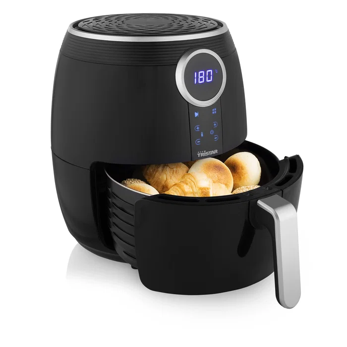 Tristar FR-6956 Freidora de Aire sin Aceite Digital Crispy Fryer 4.5L 1500W con 8 Modos Preprogramados, Negro y Plata