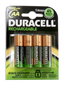 Duracell Pack de 4 Pilas Recargables AA 1300 mAh HR6-B