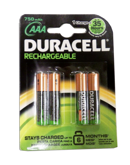 Duracell Pack de 4 Pilas AAA HR3-B Recargables 1,2V 750 mAh Duracell Pack de 4 Pilas AAA HR3-B Recargables 1,2V 750 mAh