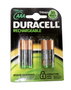 Duracell Pack de 4 Pilas AAA HR3-B Recargables 1,2V 750 mAh