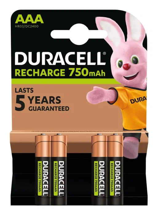Duracell Pack de 4 Pilas AAA HR3-B Recargables 1,2V 750 mAh Duracell Pack de 4 Pilas AAA HR3-B Recargables 1,2V 750 mAh