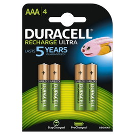 Duracell Pack de 4 Pilas AAA Recargables StayCharged 1.2V 900 mAh