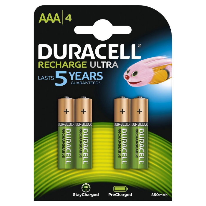 Duracell Pack de 4 Pilas AAA Recargables StayCharged 1.2V 900 mAh Duracell Pack de 4 Pilas AAA Recargables StayCharged 1.2V 900 mAh