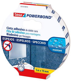 Tesa Powerbond Cinta Adhesiva de Montaje Doble Cara, 19 mm x 5 m, para Espejos
