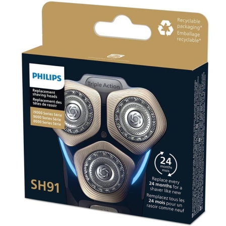Philips SH91/50 Cabezal de Repuesto Pack de 3 para Afeitadoras Eléctricas Series S8000, S9000, i9000 y Prestige Philips SH91/50 Cabezal de Repuesto Pack de 3 para Afeitadoras Eléctricas Series S8000, S9000, i9000 y Prestige