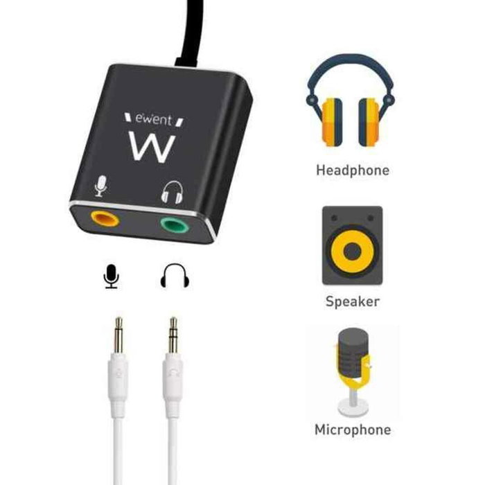 Ewent EC1645 Adaptador de Audio USB Tipo C con 2 Jacks de 3,5 mm