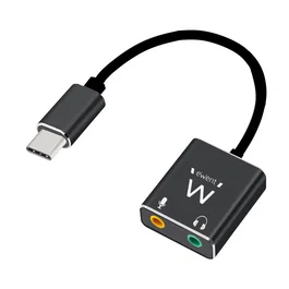 Ewent EC1645 Cable Adaptador Audio USB Tipo C a 2x Jack 3.5mm Hembra 3 Pines 0.15m Aluminio