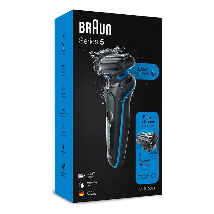 Braun Series 5 51-B1000s Máquina de Afeitar de Láminas Recargable, Cortadora de Precisión, Uso en Mojado y Seco, 50 Minutos de Autonomía Braun Series 5 51-B1000s Máquina de Afeitar de Láminas Recargable, Cortadora de Precisión, Uso en Mojado y Seco, 50 Minutos de Autonomía