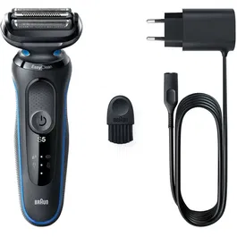 Braun Serie 5 51-B1000s Afeitadora Eléctrica Negra/Azul con Cabezal Lavable y 50 Min de Batería