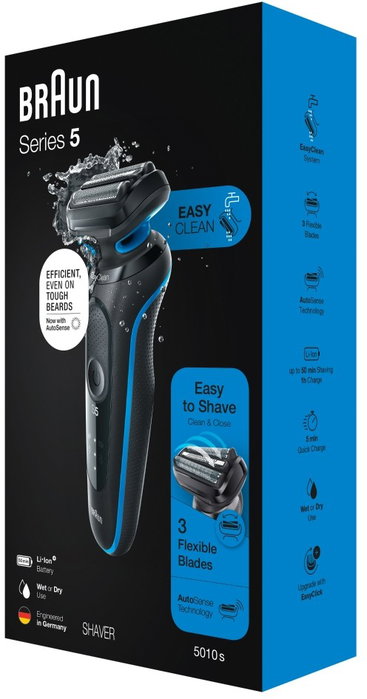Braun Serie 5 51-B1000s Afeitadora Eléctrica Negro/Azul con Cabezal Lavable Autonomía 50 min Braun Serie 5 51-B1000s Afeitadora Eléctrica Negro/Azul con Cabezal Lavable Autonomía 50 min