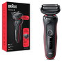 Braun Series 5 51-R1000s Máquina de Afeitar Eléctrica Recargable 3 Cabezales con AutoSense, Tecnología Láminas, Negro/Rojo, A Prueba de Agua, Incluye Cargador