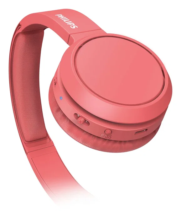 Philips Auriculares Diadema Inalámbricos Bluetooth 5.0 TAH4205RD/00, Con Micrófono Integrado, Supraaural, Plegable, Batería 29h, Color Rojo