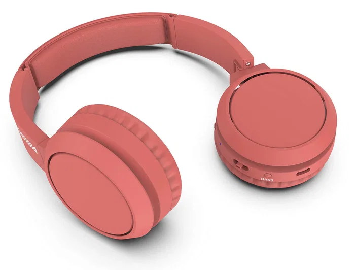 Philips Auriculares Diadema Inalámbricos Bluetooth 5.0 TAH4205RD/00, Con Micrófono Integrado, Supraaural, Plegable, Batería 29h, Color Rojo