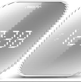 PHILIPS Radio Reloj Despertador con Alarma Dual, USB de Carga y Pantalla Espejo
