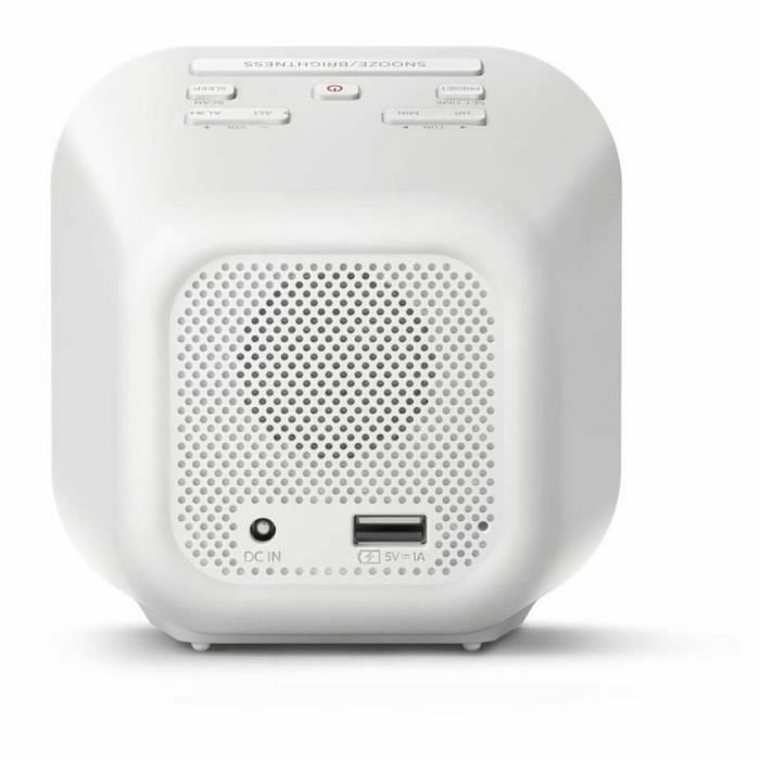 Philips TAR4406/12 Reloj despertador digital con Radio FM y Puerto USB Blanco