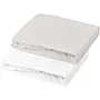 Domiva Lote 2 Sábanas Ajustables Jersey Blanco y Gris Perla 60 x 120 cm para Cuna de Bebé Algodón 130g/m² Oeko-tex