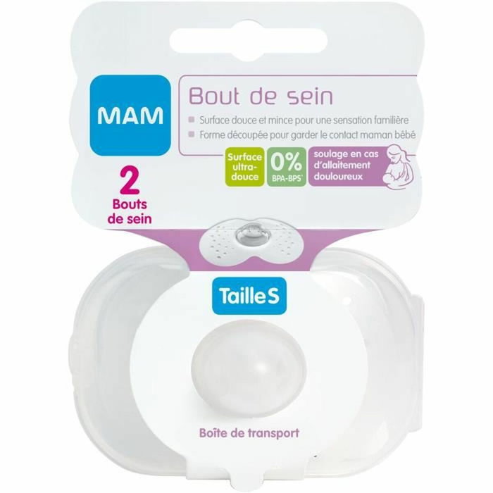 MAM Punta mamaria de Silicona Talla S - Juego de 2 en caja de esterilización - Transparente MAM Punta mamaria de Silicona Talla S - Juego de 2 en caja de esterilización - Transparente