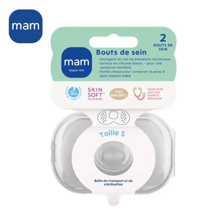 Mam Punta Mamaria Silicona Talla S - Juego de 2 en Caja de Esterilización - Transparente Mam Punta Mamaria Silicona Talla S - Juego de 2 en Caja de Esterilización - Transparente