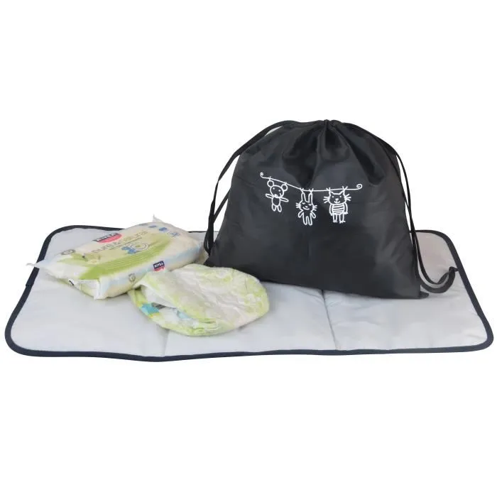 Bebé a bordo - bolso cambiador - bolso titou gris Jaspeado - 2 compartimentos 8 bolsillos - bolsa de almuerzo - cambiador bolsa ropa sucia lazos