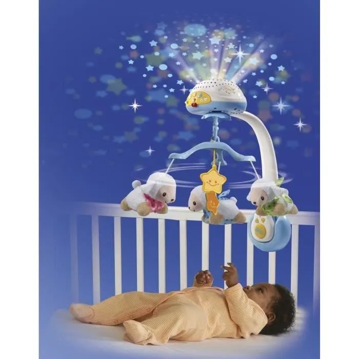 Vtech Baby Lumi Mobile Contador de ovejas azules - Móvil 3 en 1 con control remoto y proyector desmontable para bebés desde el nacimiento