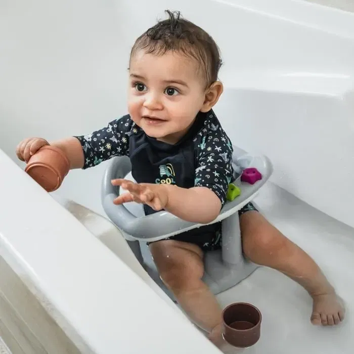 THERMOBABY Anillo de Baño Aquababy Gris Charme para Bebé con Juguetes Educativos y Ventosas de Seguridad