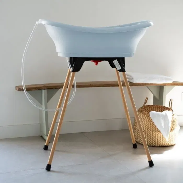 Thermobaby Kit de Baño VASCO Fleur Bleue: Bañera + Pies + Manguera de Desagüe