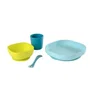 Beaba - Juego de vajilla de silicona de 4 piezas con ventosa, plato, bol, vaso y cuchara para segunda edad, azul