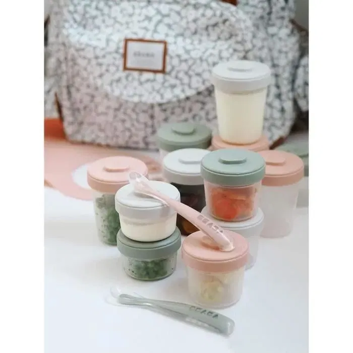 Beaba Set 2da edad clip 6 porciones (6x250ml) - Sólido y hermético para transporte, apto para frigorífico, congelador y microondas.