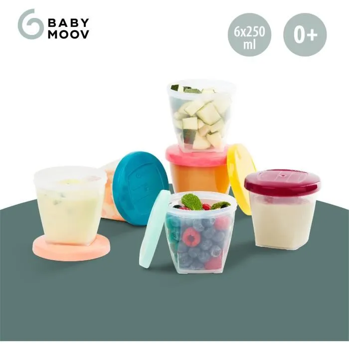 Babymoov Babybols Kit L - 6 x 250 ml - Tarros herméticos para comida de bebé