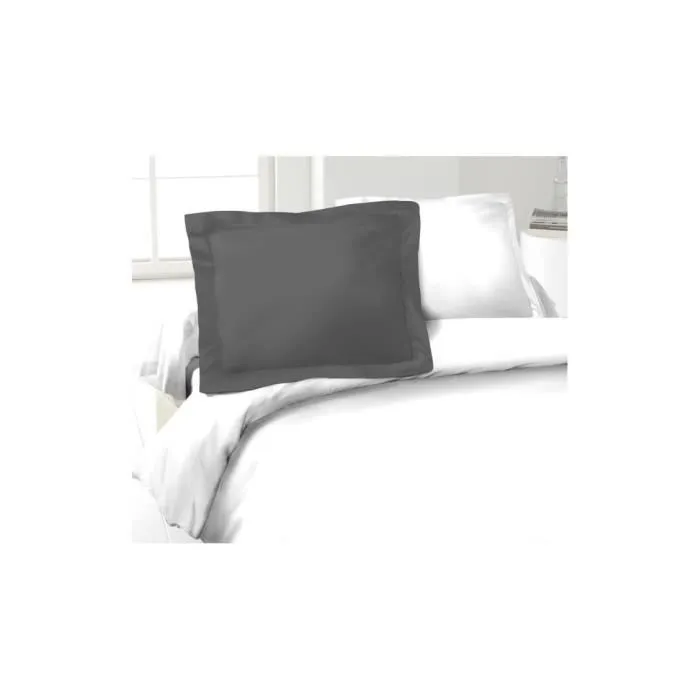 Lovely Home Juego de 2 fundas de almohada 100% Algodón Gris Oscuro 50x70 cm