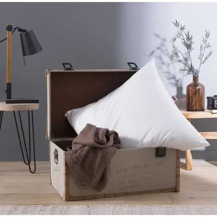 Dodo Almohada Grand luxe Quallofil Allerban 60x60 cm Blanco Algodón Lujo Tratamiento Antiácaros Fabricación Francesa